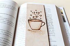 Papiernictvo - Drevená záložka do knihy "Kávová romanca" - 9009490_