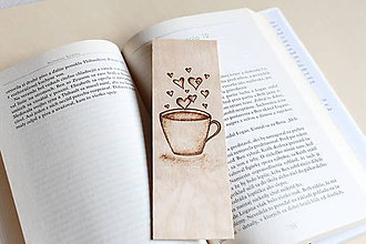 Papiernictvo - Drevená záložka do knihy "Kávová romanca" - 9009489_