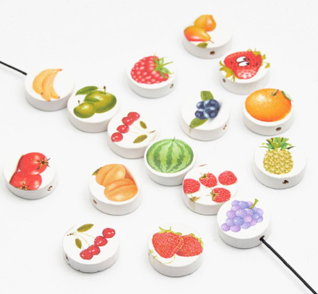 KD160 Korálka drevená OVOCIE a ZELENINA 2 cm