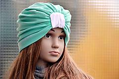 Detské čiapky - Turban čiapka mint - 9007418_