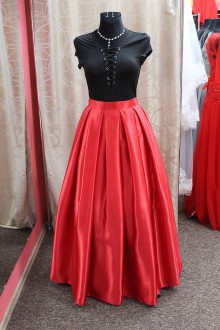 Sukne - Saténová sukňa - červená - 9013361_