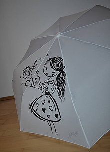 Iné doplnky - ručne maľovaný dáždnik- dievča s kávou - 9012469_
