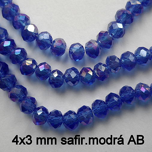 Sklenená rondelka 4x3mm-1ks (safir.modrá AB)