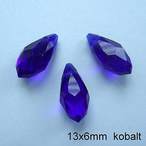 Brúsená kvapka 13x6mm-1ks (modrá kobalt)