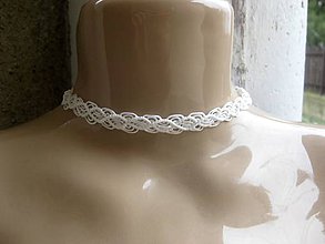 Náhrdelníky - Čipkovaný náhrdelník obojok choker (biely náhrdelník obojok choker č.1703) - 9017901_