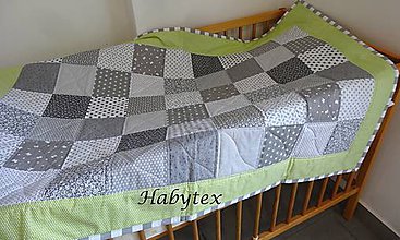 Detský textil - Patchwork deka pre detičky  (100 cm x 130 cm - Zelená) - 9015463_