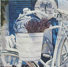 Papier - S1114 - Servítky - levandula, bicykel, retro, vintage, shabby - 9021959_