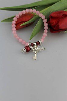 Náramky - kľúč lásky - náramok ruženín koral a striebro - 9023499_