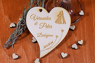 Darčeky pre svadobčanov - Svadobná magnetka drevená gravírovaná 123 - 9021883_