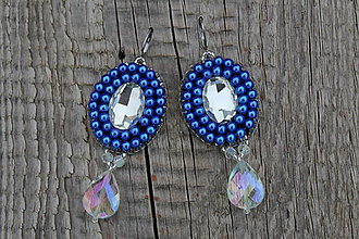Sady šperkov - súprava z modrých perličiek (náušnice z modrých perličiek) - 9026640_