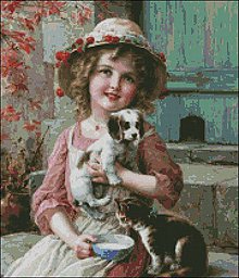 Návody a literatúra - P006 Dievčatko so psíkom a mačičkou - 9026493_