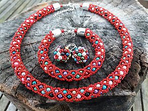 Sady šperkov - COLORAMA RED NET - vyskladaj si vlastnú sadu (náhrdelník, náramok a náušničky) - 9025933_