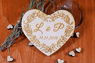 Darčeky pre svadobčanov - Svadobná magnetka drevená gravírovaná 125 - 9025407_