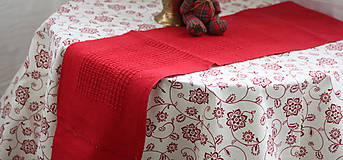Úžitkový textil - Obrus. Ľanová štóla ručne tkaná - 9035512_