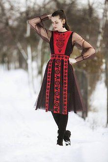 Šaty - Čierno červené šaty Slavianka - 9036251_
