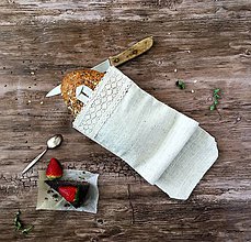 Úžitkový textil - Ľanové vrecúško na chlieb - 9033772_