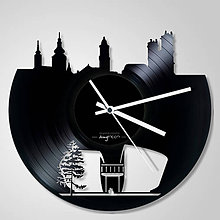 Hodiny - Banská Bystrica, abstrakcia - vinylové hodiny (vinyl clocks) - 9037407_