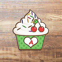 Dekorácie - Grafika na potlač jedlého papiera - ovocné koláčiky s farebnou ryžou (puntíkové košíčky) (Čerešňový) - 9043208_