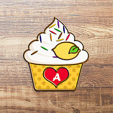 Dekorácie - Grafika na potlač jedlého papiera - ovocné koláčiky s farebnou ryžou (puntíkové košíčky) (Citrónový) - 9043210_