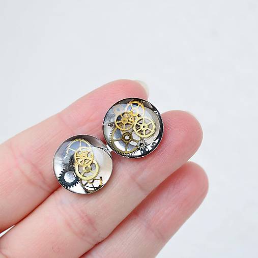 Pánske šperky - MANŽETOVÉ KNOFLÍČKY -STEAMPUNK - ČIRÉ - 9048571_
