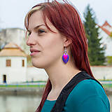 Náušnice - Náušnice Double s malou stříbrnou (Fialové) - 9046121_