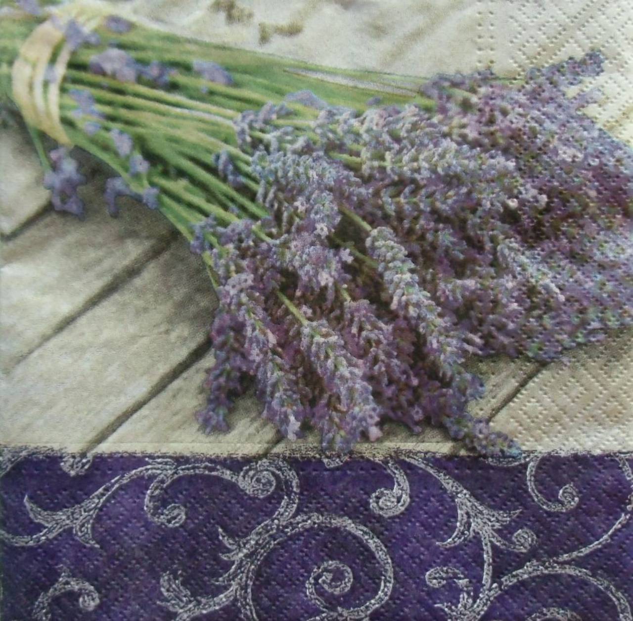 S1112 - Servítky - kytica, levandula, lavender, ornament, vintage