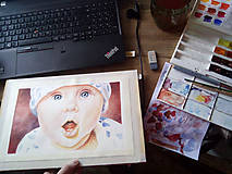 Obrazy - Dieťatko I. - akvarelový portrét - 9049829_