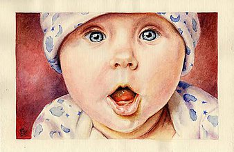 Obrazy - Dieťatko I. - akvarelový portrét - 9047100_