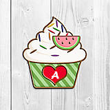 Grafika - Grafika na potlač jedlého papiera - ovocné koláčiky s farebnou ryžou (pásikavé košíčky) (Melónový) - 9047871_