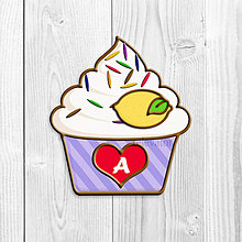 Grafika - Grafika na potlač jedlého papiera - ovocné koláčiky s farebnou ryžou (pásikavé košíčky) (Citrónový) - 9047863_