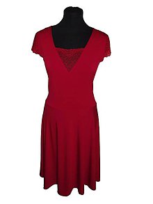 Šaty - šaty z úpletu s čipkou (Červená) - 9051188_