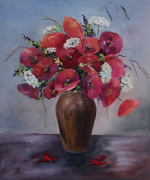 Obrazy - Červená kytica - 9051697_