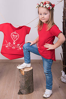 Detské oblečenie - Červená tunika - folk dievča - 9052554_