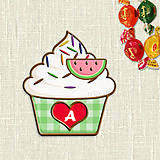Dekorácie - Grafika na potlač jedlého papiera - ovocné koláčiky s farebnou ryžou (kárované košíčky) - 9054223_