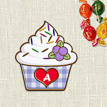 Dekorácie - Grafika na potlač jedlého papiera - ovocné koláčiky s farebnou ryžou (kárované košíčky) (Čučoriedkový) - 9054226_