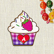 Dekorácie - Grafika na potlač jedlého papiera - ovocné koláčiky s farebnou ryžou (kárované košíčky) (Malinový) - 9054229_