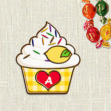 Dekorácie - Grafika na potlač jedlého papiera - ovocné koláčiky s farebnou ryžou (kárované košíčky) (Citrónový) - 9054231_