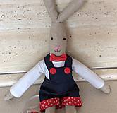 Dekorácie - párik zajac a zajačica (tmavomodro-červeno-biely) - 9055100_