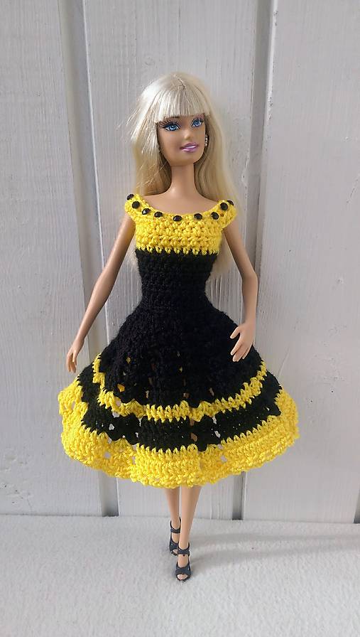  - Čiernožlté šaty pre Barbie - 9055624_