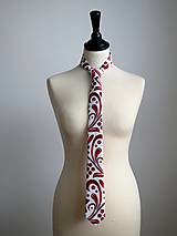 Pánske doplnky - kravata Červený ornament - 9057361_