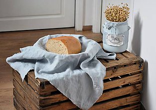Úžitkový textil - ľanové plátno na chlieb (sivomodré) - 9055589_