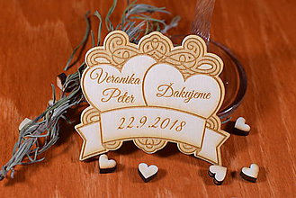 Darčeky pre svadobčanov - Svadobná magnetka drevená gravírovaná 135 - 9055015_