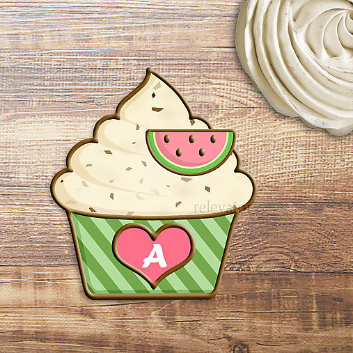 Grafika na potlač jedlého papiera - ovocné koláčiky stracciatella (pásikavé košíčky) (melónová)