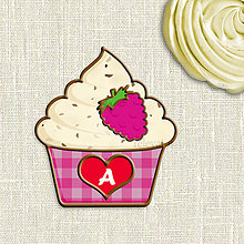Grafika - Grafika na potlač jedlého papiera - ovocné koláčiky stracciatella (kárované košíčky) (malinová) - 9054720_