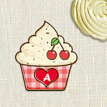 Grafika - Grafika na potlač jedlého papiera - ovocné koláčiky stracciatella (kárované košíčky) (čerešňová) - 9055062_