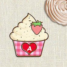 Grafika - Grafika na potlač jedlého papiera - ovocné koláčiky stracciatella (kárované košíčky) (jahodová) - 9055952_