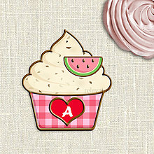 Grafika - Grafika na potlač jedlého papiera - ovocné koláčiky stracciatella (kárované košíčky) (melónová) - 9056650_