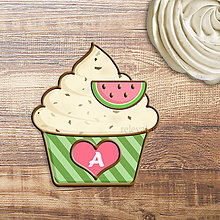 Grafika - Grafika na potlač jedlého papiera - ovocné koláčiky stracciatella (pásikavé košíčky) (melónová) - 9058484_