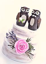 Svadobné sovy - figúrky na svadobnú tortu