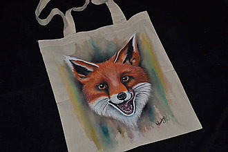 Nákupné tašky - ručne maľovaná taška- líška - 9064103_